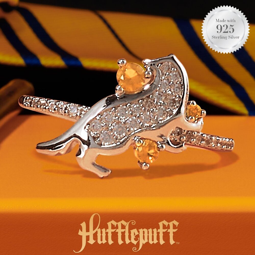 Harry Potter Hogwarts Pride Hufflepuff ring, 925 Sterling Silver